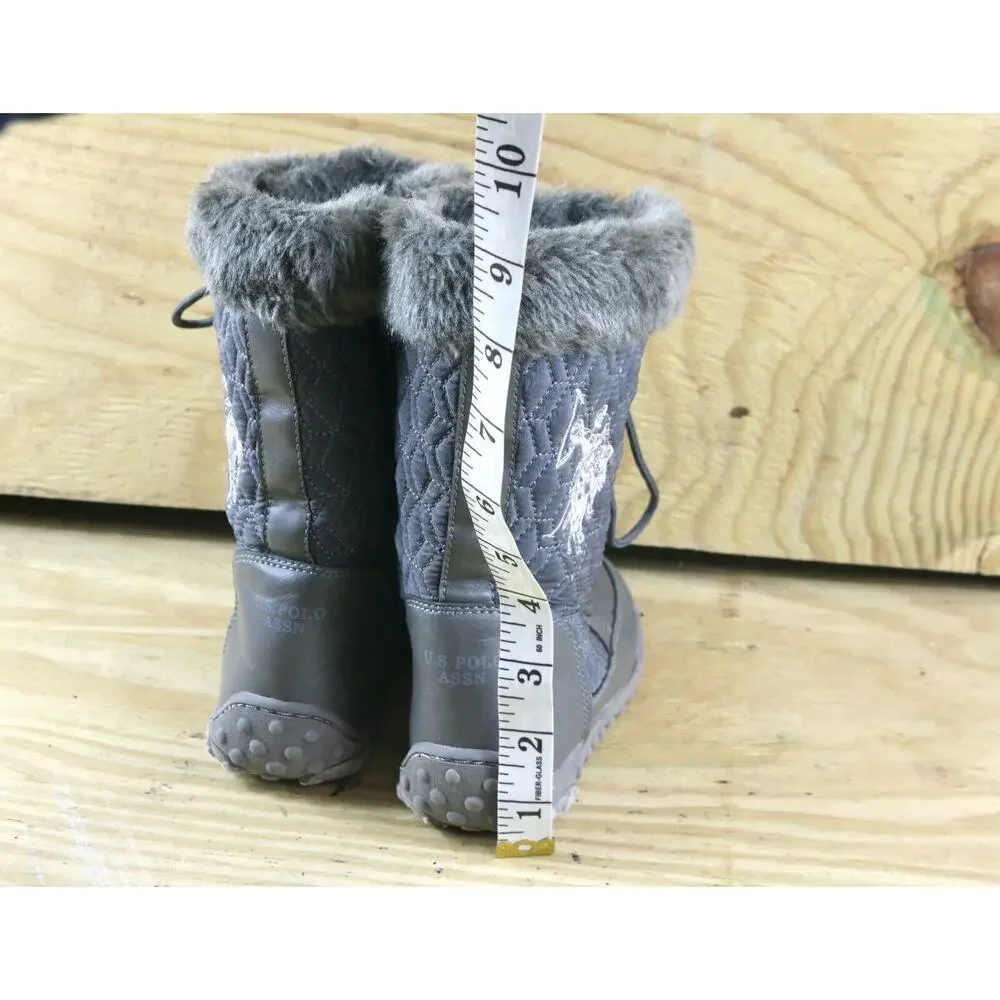 U.S. Polo Assn Boots Girls Faux Fur Trim Boots Gray Sz 11M Shoes